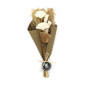 IRIS Ivory Meadow Dry Flower Bouquet with 5ml Fragrance Spray | A Thoughtful Gift with Long-Lasting Beauty