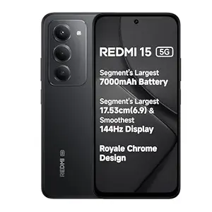 4126w6GI33L._SY300_SX300_QL70_FMwebp_ Redmi 15 5G Midnight Black 6GB + 128GB | Segment's Largest 7000mAhA Battery | Segment's Largest Display 17.53cm(6.9) Up to 144Hz | Snapdragon 6s Gen 3 | 18W Reverse Charging | 50MP AI Dual Camera