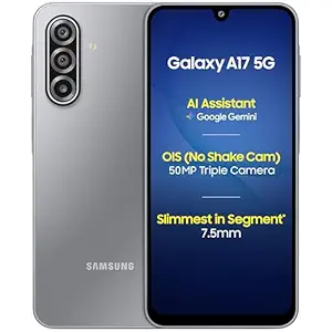 41+HmdjomcL._SY300_SX300_QL70_FMwebp_ Samsung Galaxy A17 5G (Gray, 8GB RAM, 128GB Storage) | 50 MP No Shake Camera | Gemini Live | Circle to Search | Super AMOLED | Corning Gorilla Glass Victus | 7.5mm Sleek | AI