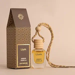 Llum Amber Vanilla Hanging Car Air Freshener (10 ml) - Luxury, Alcohol-Free & Non-Toxic Scent| Premium Interior Perfume Accessory| Fragrance up to 35 Days