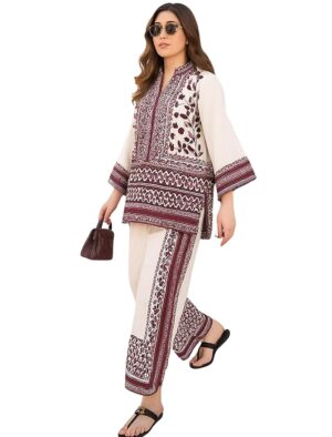 71LEStKc79L._SY879_ Modestouze Attires Cord Set for Women Cotton Stylish Poly Rayon - Turkish Co Ord Set for Women Stylish Mandarin Neck Floral Print Western Co Order Sets, Wear as Office Coat, Travel Coord