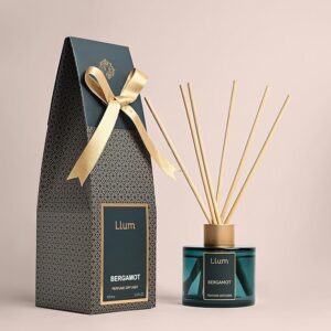 Llum Bergamot Essential Oil Reed Diffuser Set | Premium Room Freshener for Living Room, Washroom, Bedroom, Office | Organic, Toxin Free Home Fragrance, Aromatherapy | Elegant Gift | 100Ml